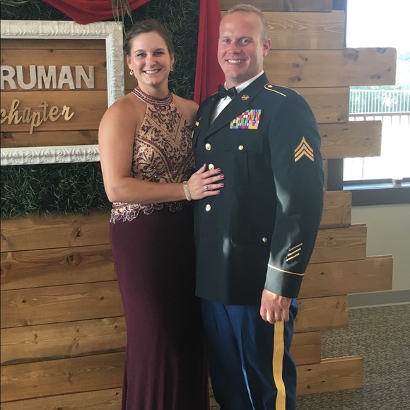 Long Deep Purple Formal Dress with Beaded Bodice - Picture 4 of 7